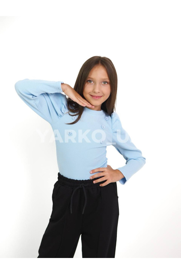 Лонгслів CUTIES для дівчаток весна/осінь 4266 котон небесний ґудзики рубчик 116(р)