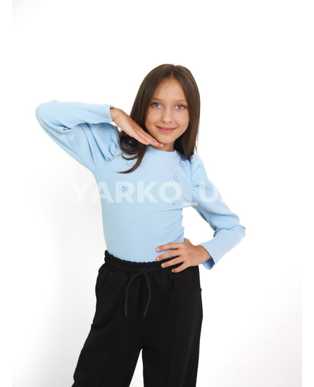Лонгслів CUTIES для дівчаток весна/осінь 4266 котон небесний ґудзики рубчик 116(р)