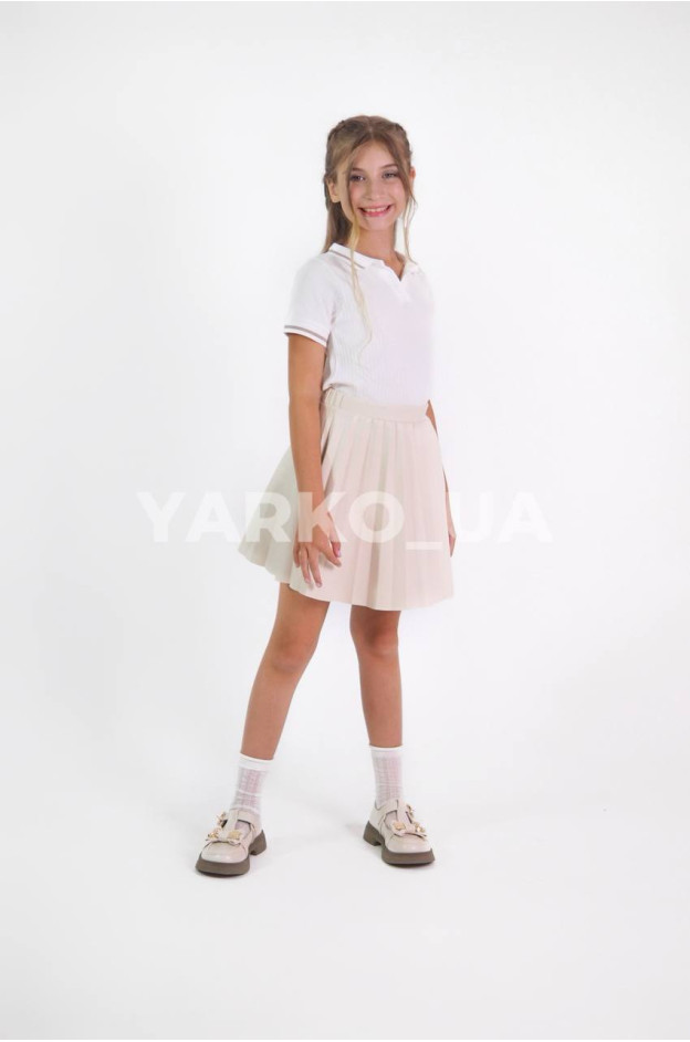 Спідниця CUTIES для дівчаток у школу весна/осінь 3549 екошкіра молочний плісе 116(р)