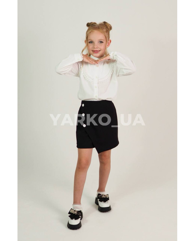 Спідниця-шорти CUTIES для дівчаток у школу весна/осінь 4394 котон чорний ґудзики 116(р)