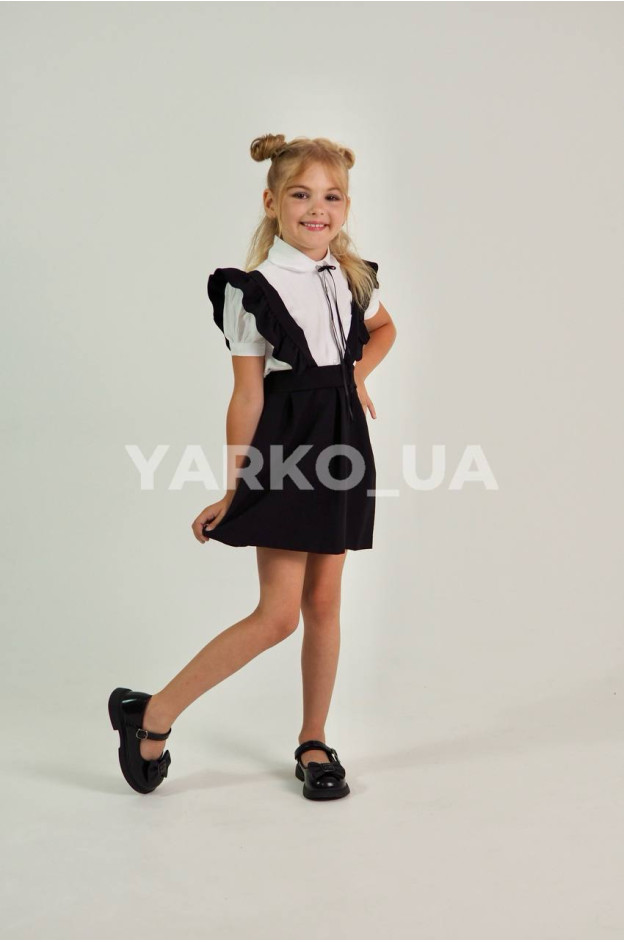 Сарафан CUTIES для дівчаток у школу весна/осінь 4397 котон чорний бретелі з рюшами 116(р)