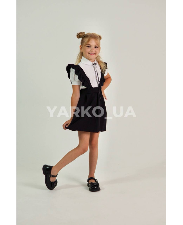 Сарафан CUTIES для дівчаток у школу весна/осінь 4397 котон чорний бретелі з рюшами 116(р)