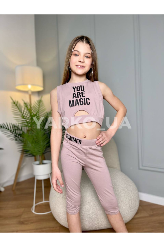 Костюм літній для дівчаток 5165 з котону електрик Magic 134(р)