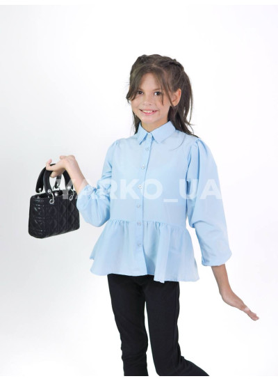 Блуза CUTIES для дівчаток у школу весна/осінь 3875 котон блакитний довгий рукав баска 116(р)