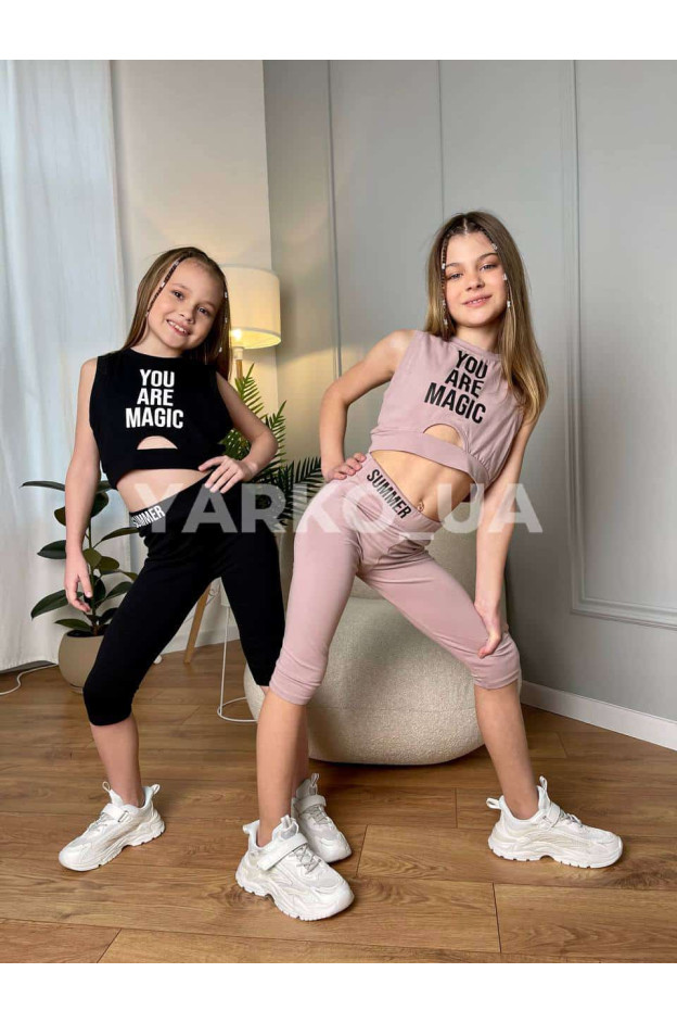 Костюм літній для дівчаток 5165 з котону чорний Magic 140(р)