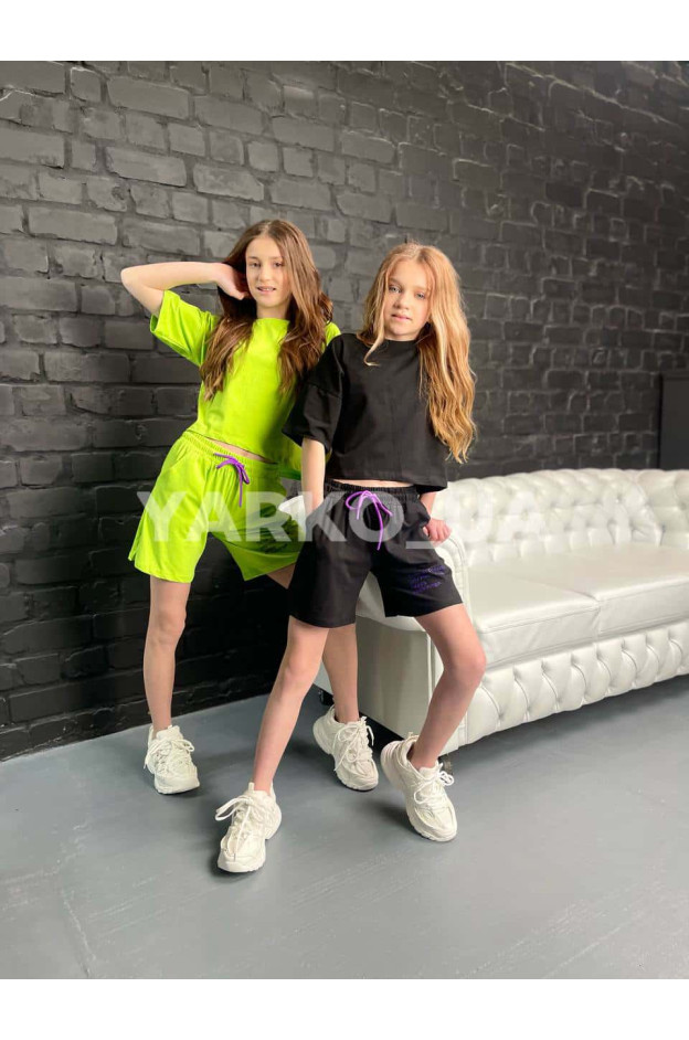 Костюм для дівчат 5005 з котону салатовий ON 146(р)