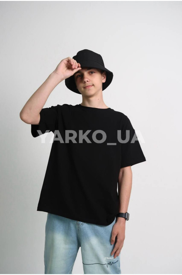 Футболка HAYKIDS для хлопчиків і дівчаток у школу і на літо 2704 котон чорний база 140(р)