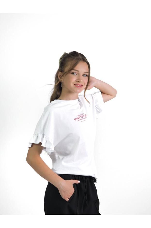Футболка HAYKIDS для дівчаток у школу 2593 котон білий What you love 134(р)