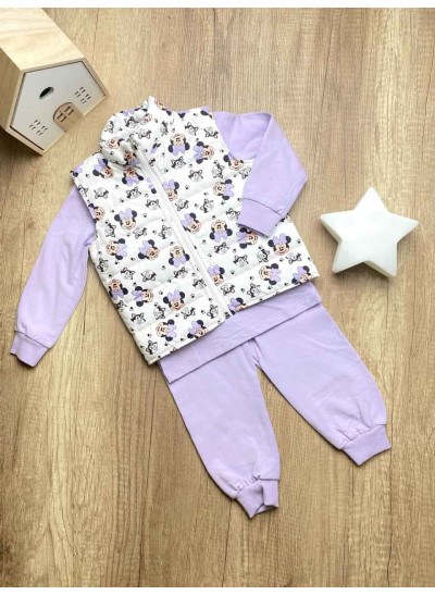 Костюм для дівчинки весна/осінь 859 котон ліловий/білий Minnie 92(р)