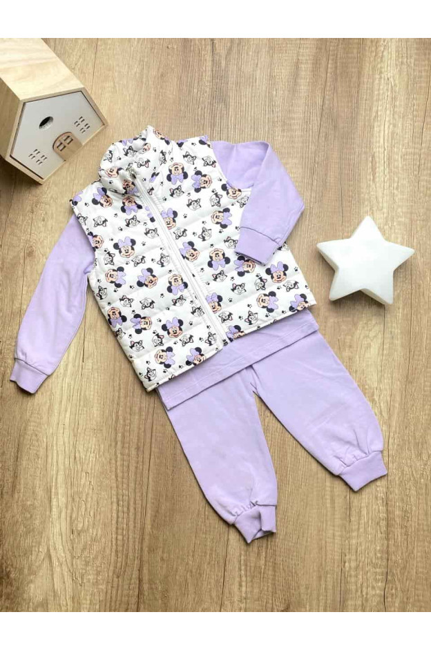 Костюм для дівчинки весна/осінь 859 котон ліловий/білий Minnie 92(р)