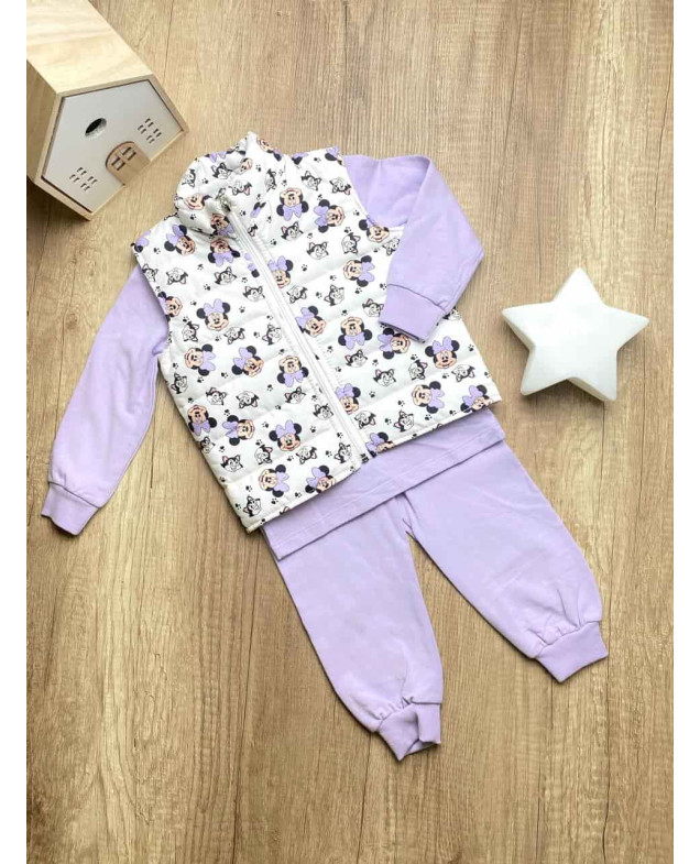 Костюм для дівчинки весна/осінь 859 котон ліловий/білий Minnie 92(р)
