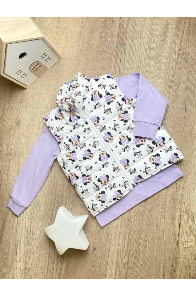 Костюм для дівчинки весна/осінь 859 котон ліловий/білий Minnie 92(р)
