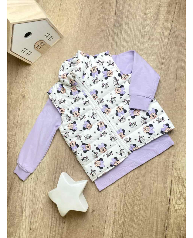 Костюм для дівчинки весна/осінь 859 котон ліловий/білий Minnie 92(р)