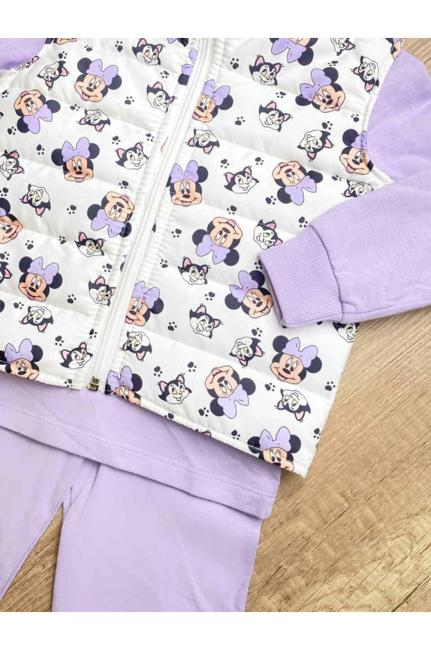 Костюм для дівчинки весна/осінь 859 котон ліловий/білий Minnie 92(р)