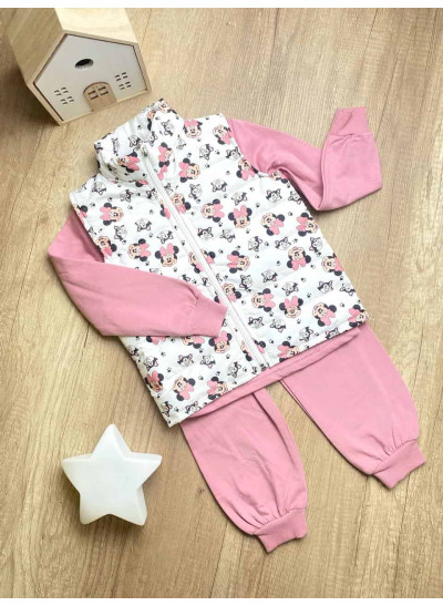 Костюм для дівчинки весна/осінь 859 котон фреза/білий Minnie 110(р)