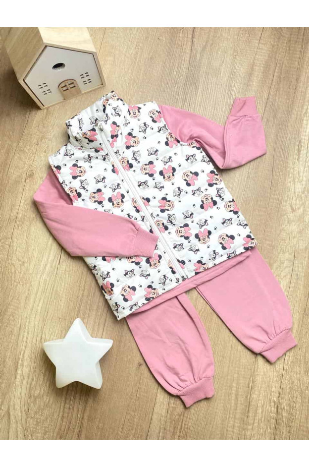 Костюм для дівчинки весна/осінь 859 котон фреза/білий Minnie 110(р)