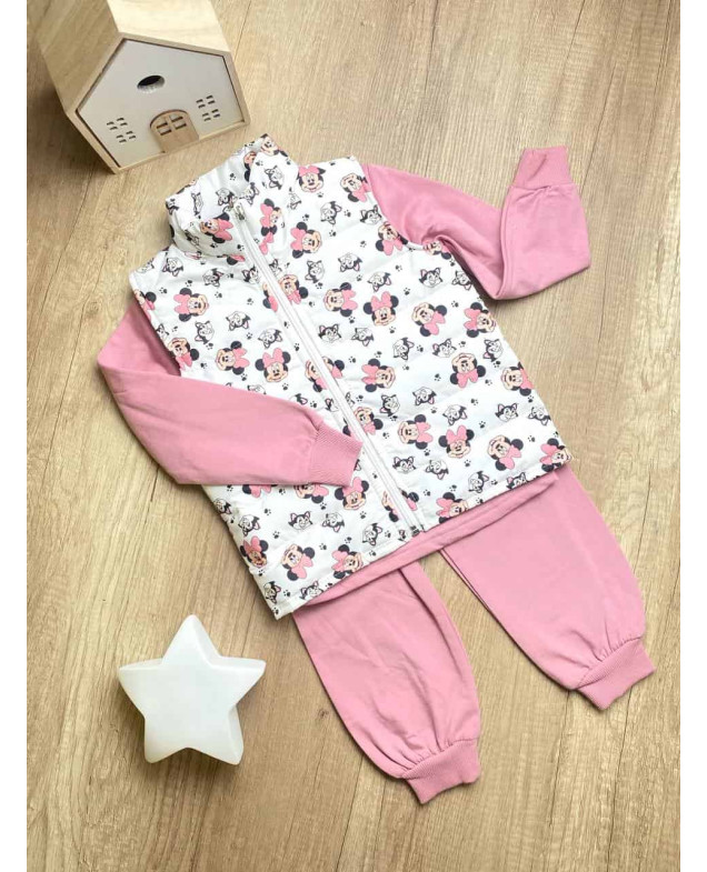 Костюм для дівчинки весна/осінь 859 котон фреза/білий Minnie 110(р)