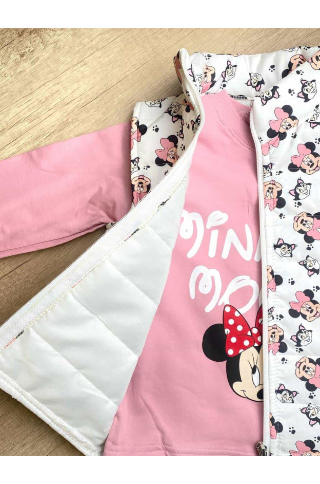 Костюм для дівчинки весна/осінь 859 котон фреза/білий Minnie 110(р)