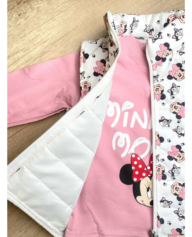 Костюм для дівчинки весна/осінь 859 котон фреза/білий Minnie 110(р)