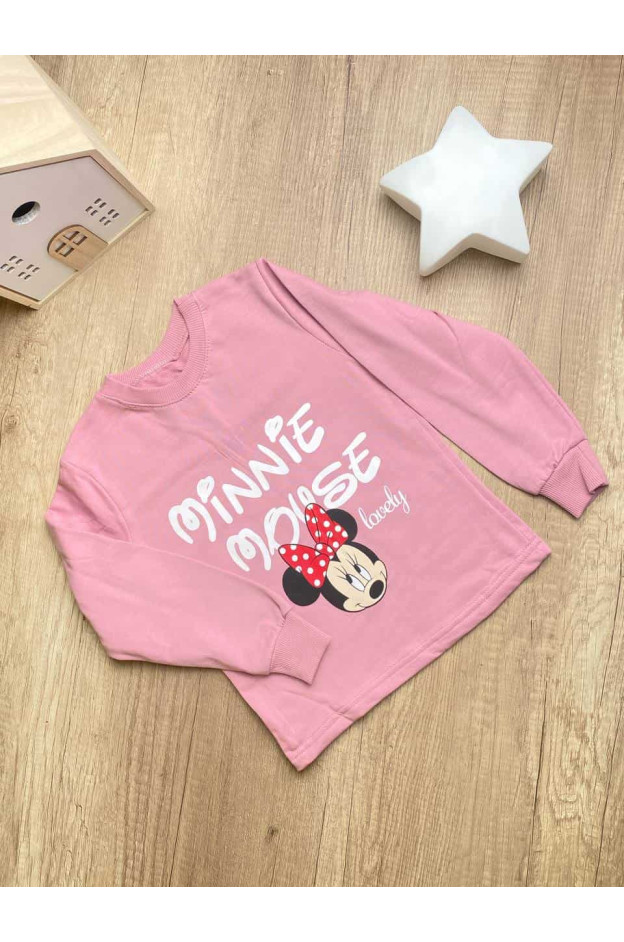 Костюм для дівчинки весна/осінь 859 котон фреза/білий Minnie 110(р)