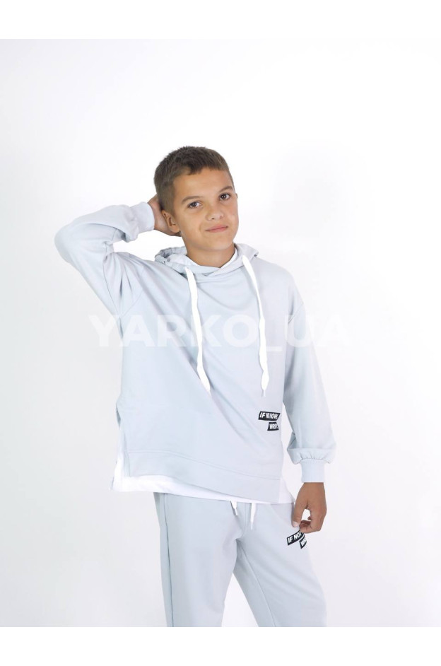 Костюм спортивний HAYKIDS для хлопчиків весна/осінь 1188 котон світло-сірий When 134(р)