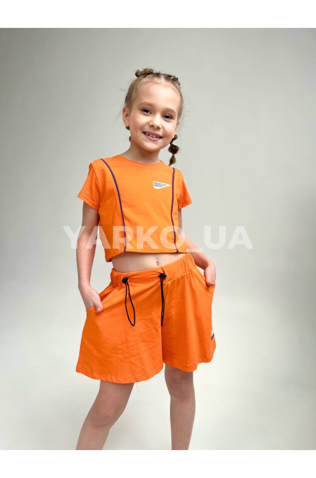 Костюм для дівчат на літо 5040 з котону оранжевий Stagnant 134(р)