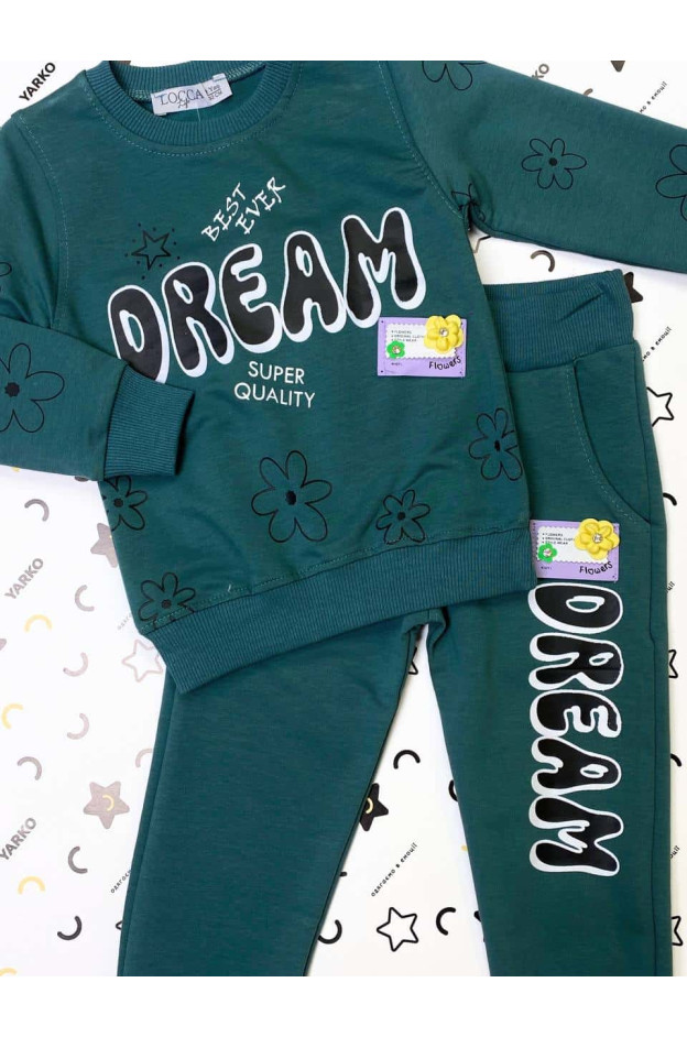 Костюм для дівчинки весна/осінь 5025 котон смарагдовий DREAM 92(р)