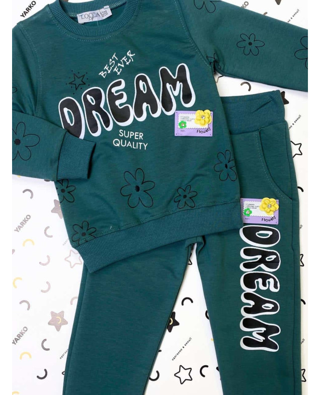 Костюм для дівчинки весна/осінь 5025 котон смарагдовий DREAM 92(р)