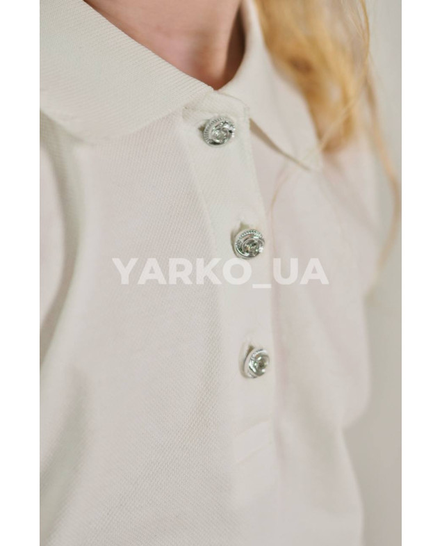 Футболка-поло WANEX для дівчаток у школу весна/осінь 31903 котон білий срібні ґудзики 116(р)