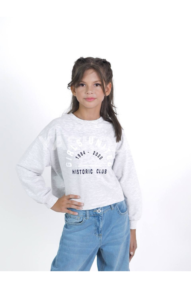 Світшот WANEX для дівчаток весна/осінь 32509 котон сірий меланж Girls united 128(р)