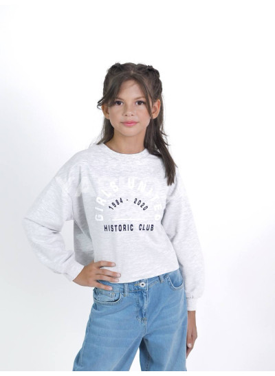 Світшот WANEX для дівчаток весна/осінь 32509 котон сірий меланж Girls united 134(р)