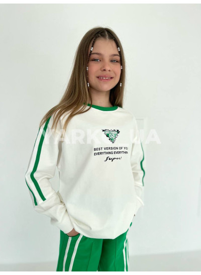 Костюм LOCOLOCO для дівчаток весна/осінь 3025 з котону зелений Super 146(р)