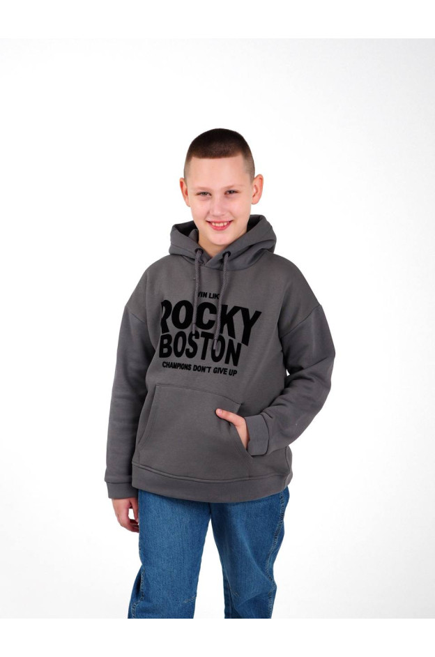 Худі WANEX для хлопчиків на зиму 16870 котон/фліс антрацит ROCKY 134(р)