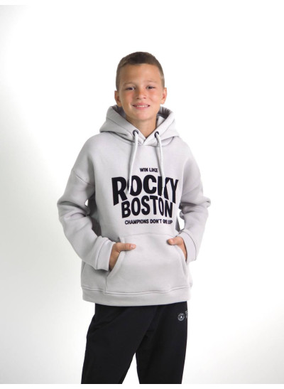 Худі WANEX для хлопчиків на зиму 16870 котон/фліс сірий ROCKY 134(р)