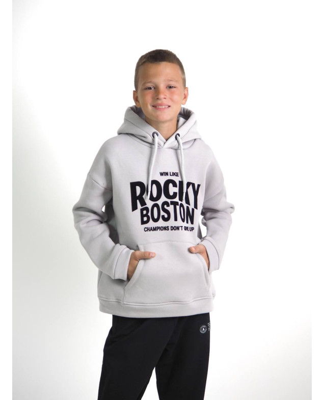 Худі WANEX для хлопчиків на зиму 16870 котон/фліс сірий ROCKY 134(р)