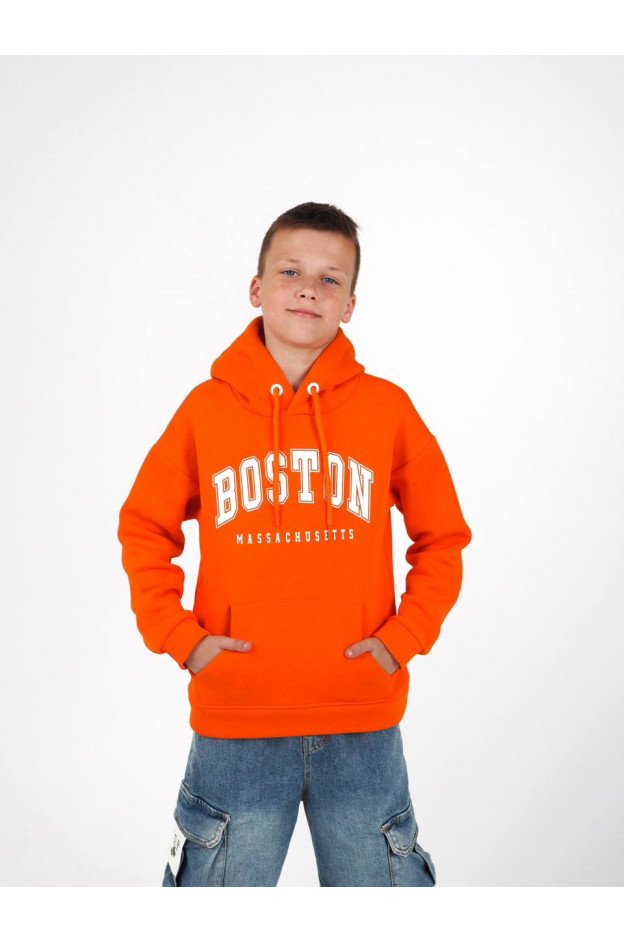 Худі WANEX для хлопчиків на зиму 16691 котон/фліс оранж BOSTON 134(р)