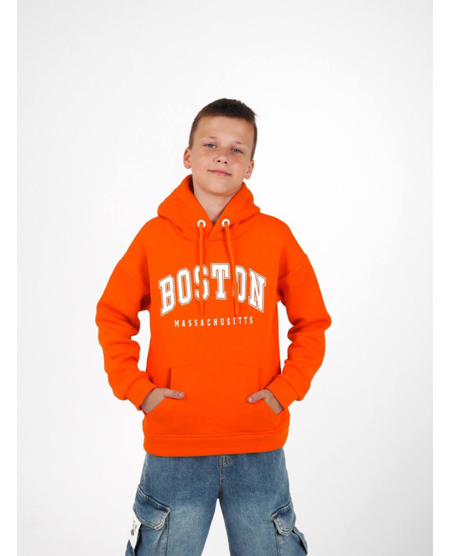 Худі WANEX для хлопчиків на зиму 16691 котон/фліс оранж BOSTON 134(р)