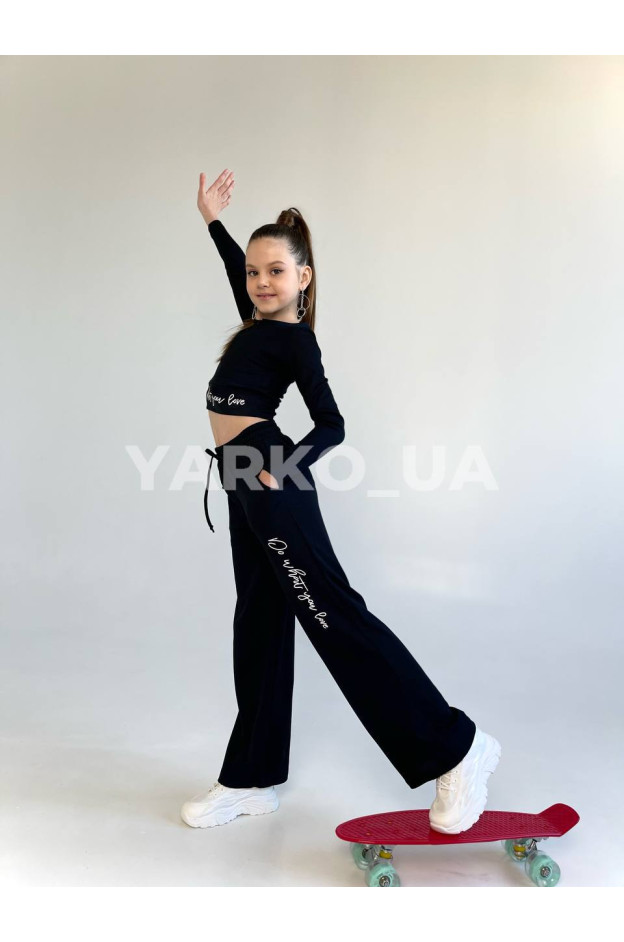 Костюм Mini Moda для дівчат 3152 з бавовни чорний You Love 140(р)