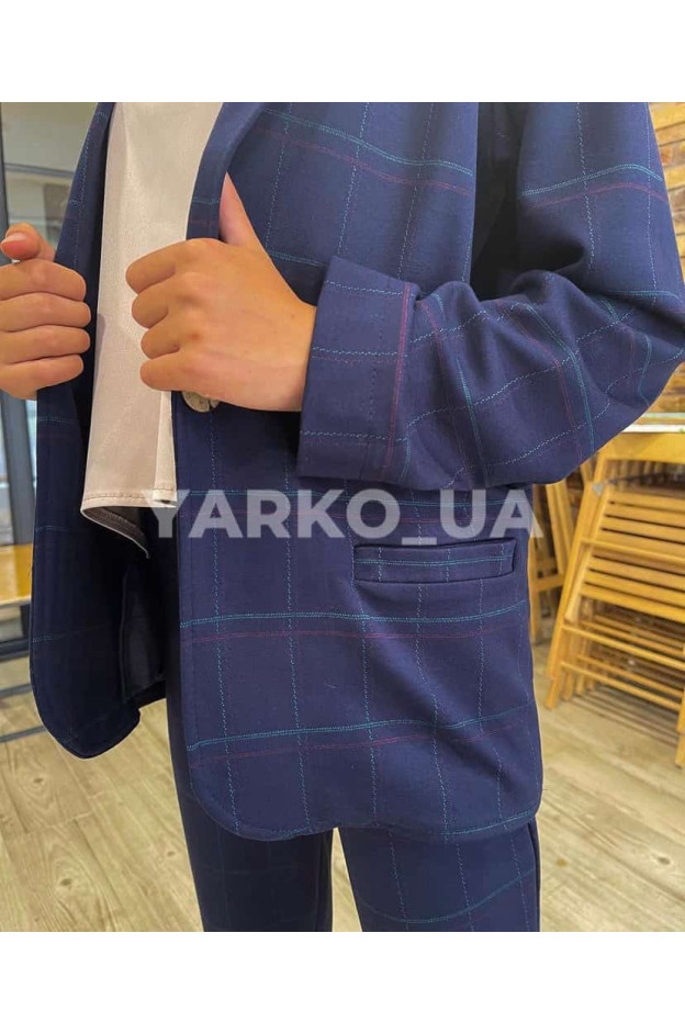Костюм для дівчат 994444 котон бордо клітинка 134(р)