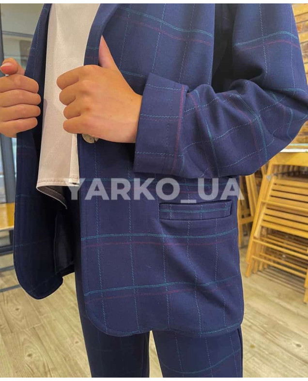 Костюм для дівчат 994444 котон бордо клітинка 134(р)