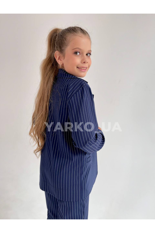 Костюм для дівчат 994444 котон темно-синій полоска 146(р)
