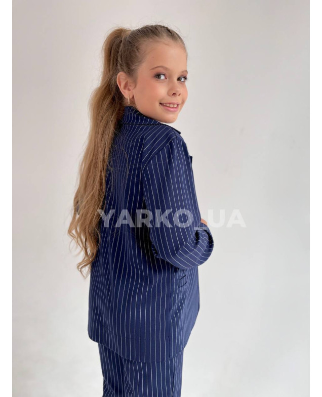 Костюм для дівчат 994444 котон темно-синій полоска 146(р)
