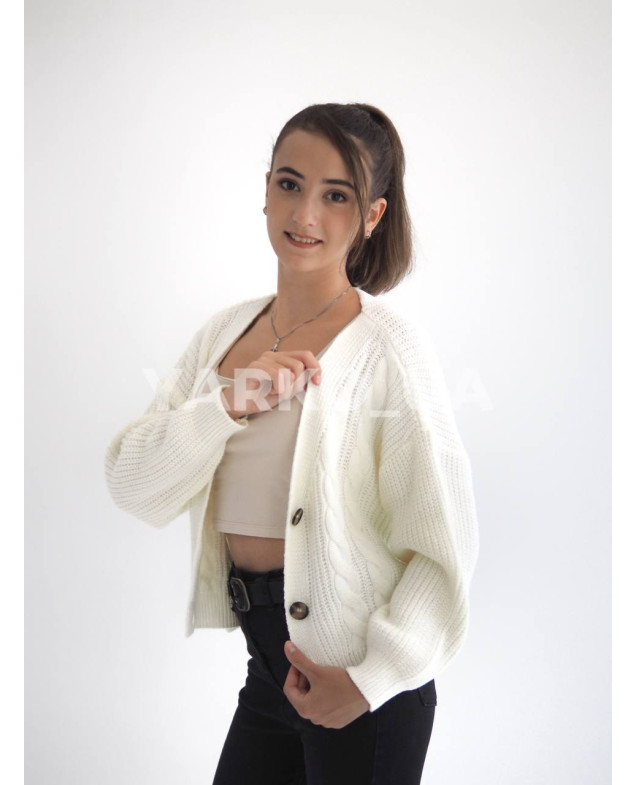 Кардиган Mini Moda для дівчаток весна/осінь 710S котон/акрил кремовий коси 128(р)