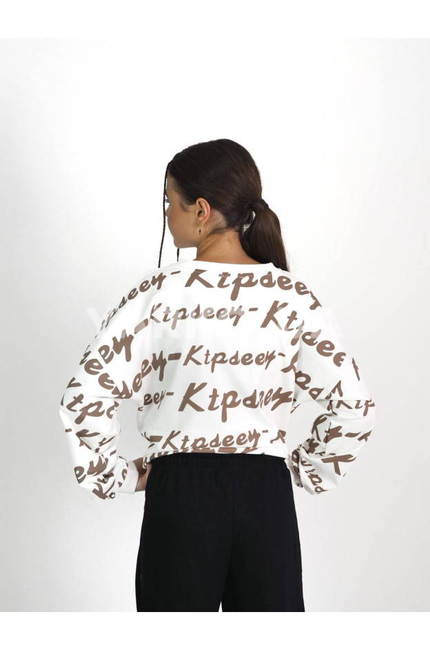 Світшот Mini Moda для дівчаток весна/осінь 4115S котон/пе молочний/коричневий Ktpdeey 140(р)