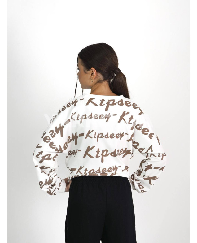 Світшот Mini Moda для дівчаток весна/осінь 4115S котон/пе молочний/коричневий Ktpdeey 140(р)