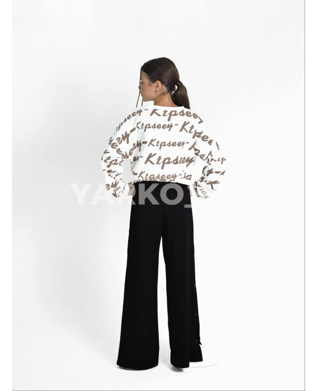 Світшот Mini Moda для дівчаток весна/осінь 4115S котон/пе молочний/коричневий Ktpdeey 140(р)