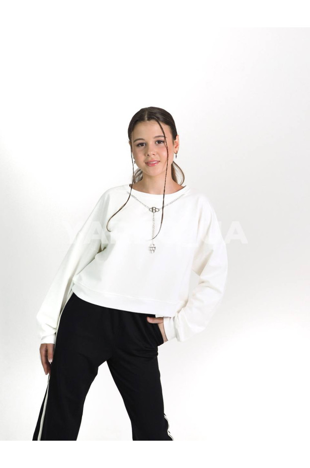 Світшот Mini Moda для дівчаток весна/осінь 34052M котон/пе молочний ланцюжок 140(р)