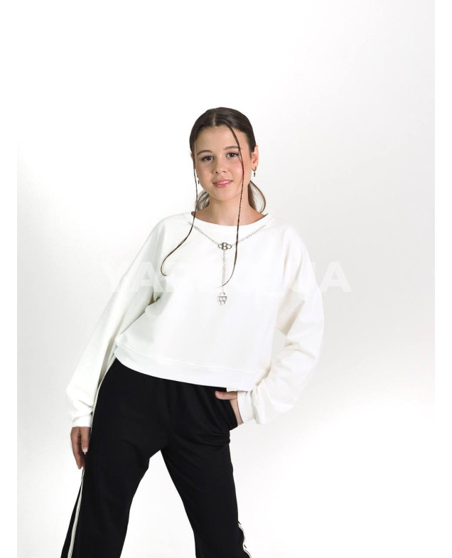 Світшот Mini Moda для дівчаток весна/осінь 34052M котон/пе молочний ланцюжок 140(р)