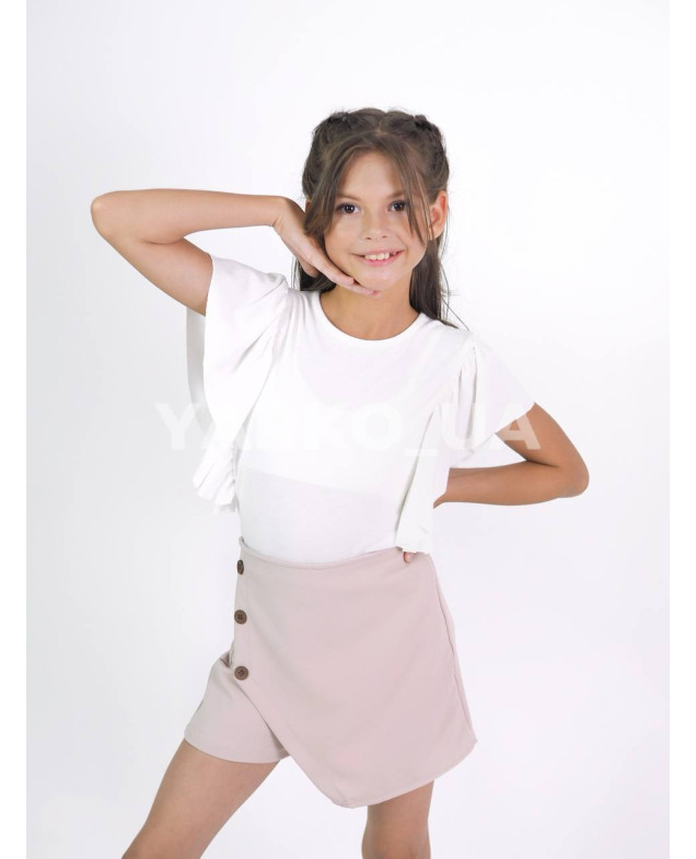 Блуза Mini Moda для дівчаток у школу весна/осінь 34046M котон/пе молочний волани 128(р)