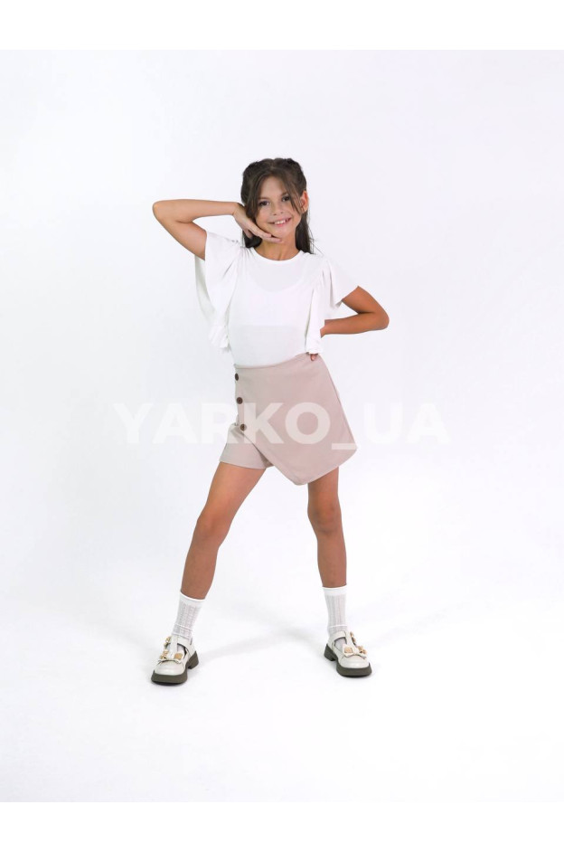 Блуза Mini Moda для дівчаток у школу весна/осінь 34046M котон/пе молочний волани 128(р)